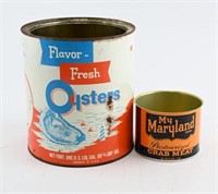 Allen Smith 1 gallon vintage Oysters can and