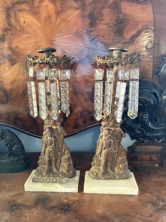 Figural Candle Holders with Prisims - Girandole