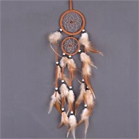 Dream Catcher With Double Hoops - Light Tan