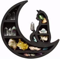Crescent Moon & Cat Shelf - Black