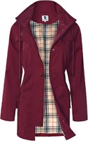 $53 (xl) Women's Long Hooded Rain Jacket