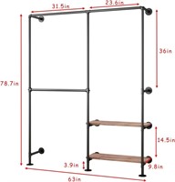 Pipe Clothes Racks with Black Shelves