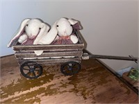 Decorative Wagon W/Knitted Bunnies