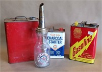 GAS CANS, GULF CAN, OIL BOTTLE AS-IS - NO SHIPPING