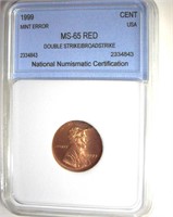 1999 Error Cent NNC MS65 RD