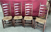 4 Vintage Tall Back Cane Seat Chairs