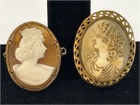 2 Antique Cameo Brooches
