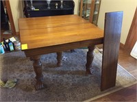 CLAW FOOT DINING ROOM TABLE, W/ 3 LEAVES