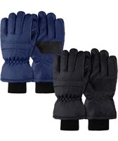 (new)Geyoga 2 Pairs Kids Ski Gloves Waterproof
