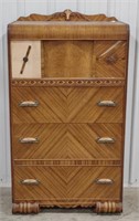 (W) Wooden Art Deco Waterfall Style Dresser