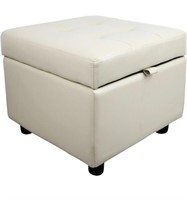 TUFTED LEATHER SQUARE FLIP TOP STORAGE OTTOMAN