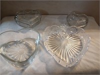 Heart Shape Glass Trinket Dishes and Bowls