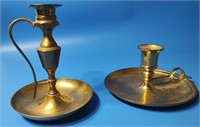2 Brass Chamber Stick Candle Holders