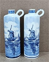 2pc Mini Delft Liquor Bottle Decanters