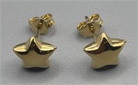 Star 18k Gold Earrings Marked 750 1.8g