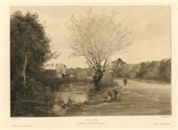 Jean-Baptiste Corot etching "L'ecluse"