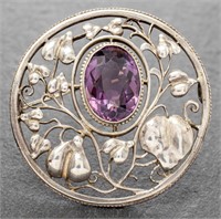 Theodor Fahrner Silver Amethyst Floriform Brooch