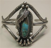 Vtg Judy Rogers Navajo Sterling & Turq. Bracelet