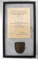 German WWII Panzer Division Badge and Papers