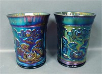 Two Imperial Electric Purple Luster Rose Tumblers