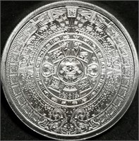 1 Troy Oz .999 Silver Aztec Calendar Round BU