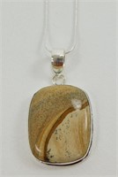 Picture Jasper Gemstone 2" Pendant and Chain