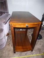 Wood Tiered Side Table w/ Pull Out Writing Surface