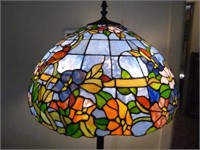 Leaded Stained Slag Glass Pole Parlor Lamp