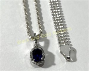10K & 925 Sterling Silver Necklace & Bracelet