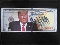 DONALD TRUMP SIGNED $100 NOVELTY NOTE COA