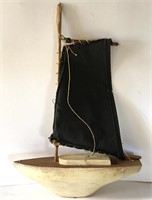 Hand Carved Sailboat, 18" Tall