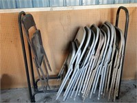 12 Steel Folding Chairs w/ Cart