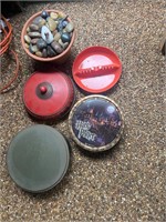 Lot of vintage tins and misc