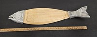 Large Wooden and Metal Dish Cutting/Serving Board