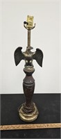 Old Metal Eagle and Wooden Lamp- Untested