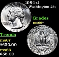 1984-d Washington Quarter 25c Grades GEM++ Unc