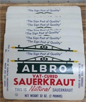 Vintage Albro vat-cured Sauerkraut labels