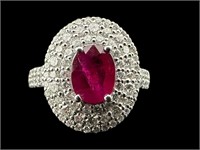 PLATINUM BURMESE RUBY AND DIAMOND RING BY OSCAR