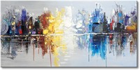 Hand-painted Textured City Oil Painting on Canvas