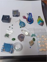 Lot of Various Stones , Art Glass Pendants and