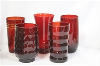 Lot of 5 Ruby Red Tumblers