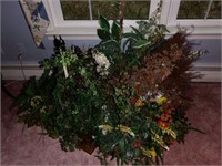 Large Qty of faux flowers, cast iron