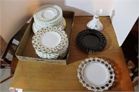 Box of milk glass and more