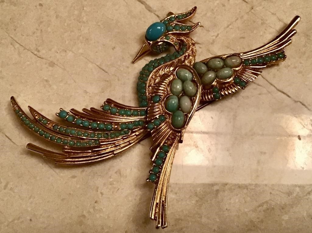 VINTAGE RHINESTONE BIRD PIN