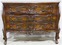 Heavily Carved Bombe 3 Drawer Chest