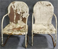 Vintage Pair Metal Chairs 33.5x19.5x18