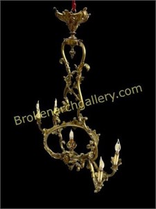 French Rococo Brass Chandelier