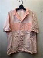 Vintage Captains Closet Striped White Peach Shirt