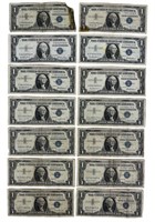 14 US Silver Certificate Dollar Bills 1935 & 1957