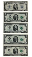 Five Dollars Silver Certificate & Two Dollar Bills